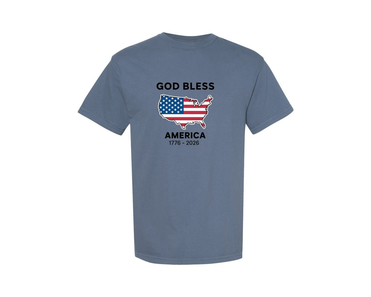 brand:Comfort Colors|color:Blue Jean|God Bless America 17 Graphic T-Shirt