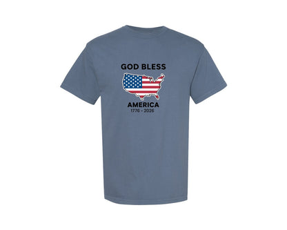 brand:Comfort Colors|color:Blue Jean|God Bless America 17 Graphic T-Shirt