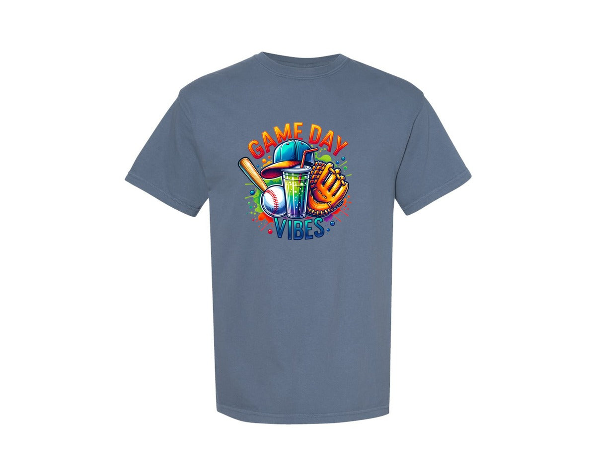 brand:Comfort Colors|color:Blue Jean|Baseball Game Day Vibes 2 Graphic T-Shirt