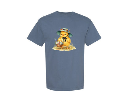 brand:Comfort Colors|color:Blue Jean|Vintage Easter Chick Graphic T-Shirt