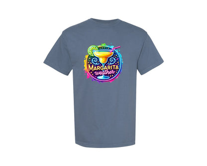 brand:Comfort Colors|color:Blue Jean|Colorful Neon Margarita Weather Graphic T-Shirt