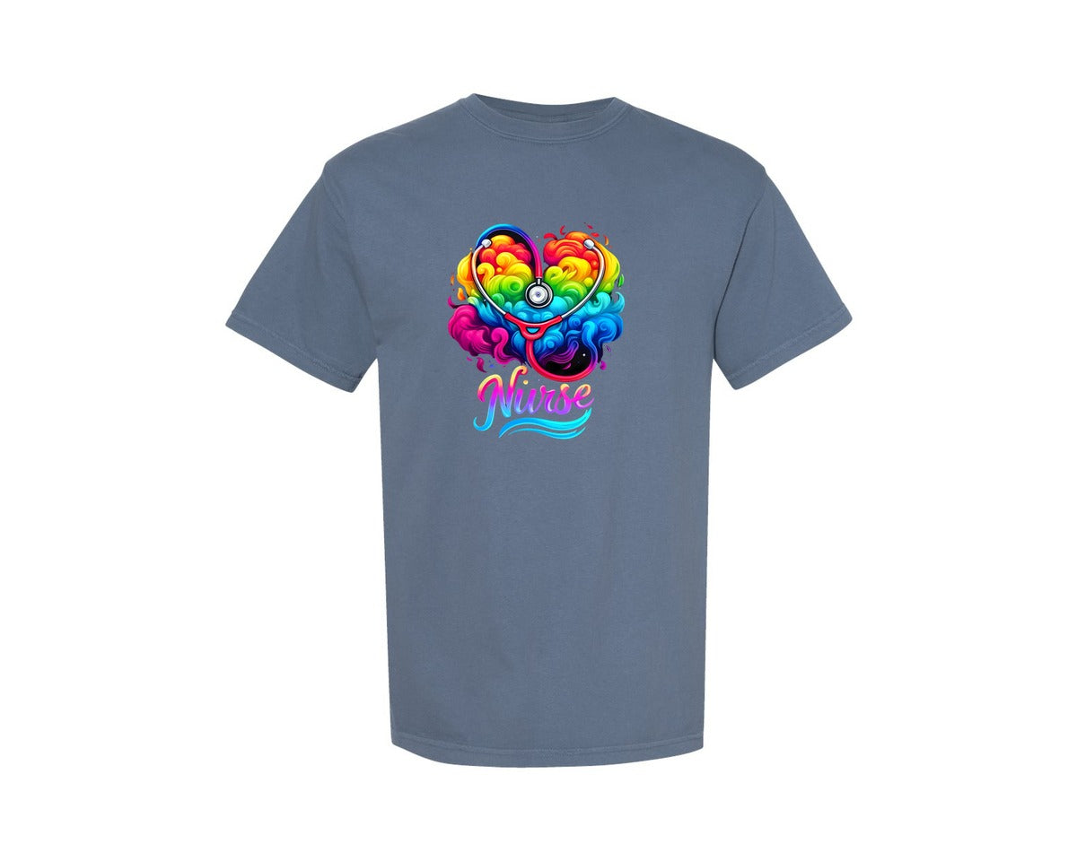 brand:Comfort Colors|color:Blue Jean|Beauty Nurse Life Design For Nursing Graphic T-Shirt