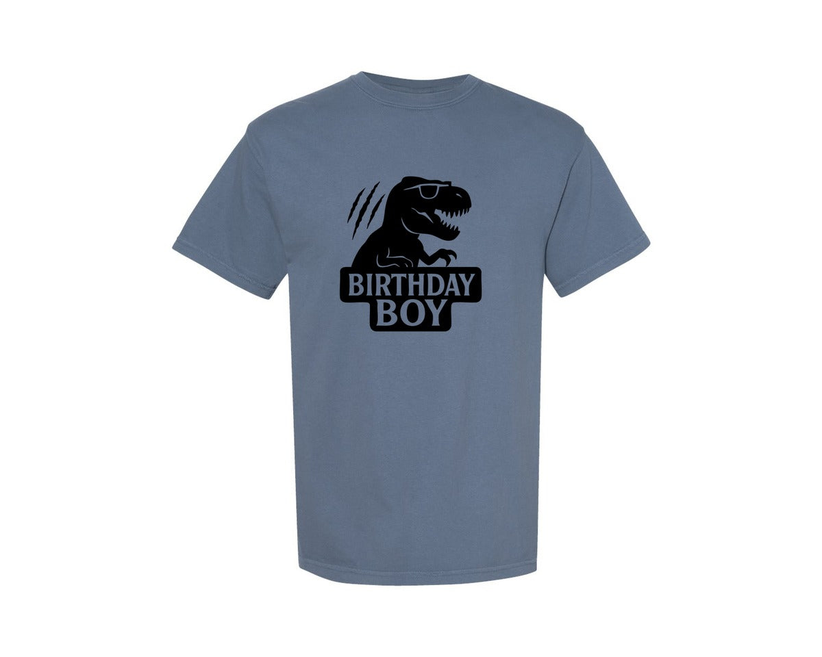 brand:Comfort Colors|color:Blue Jean|Cool Dinosaur Birthday Boy Design Graphic T-Shirt