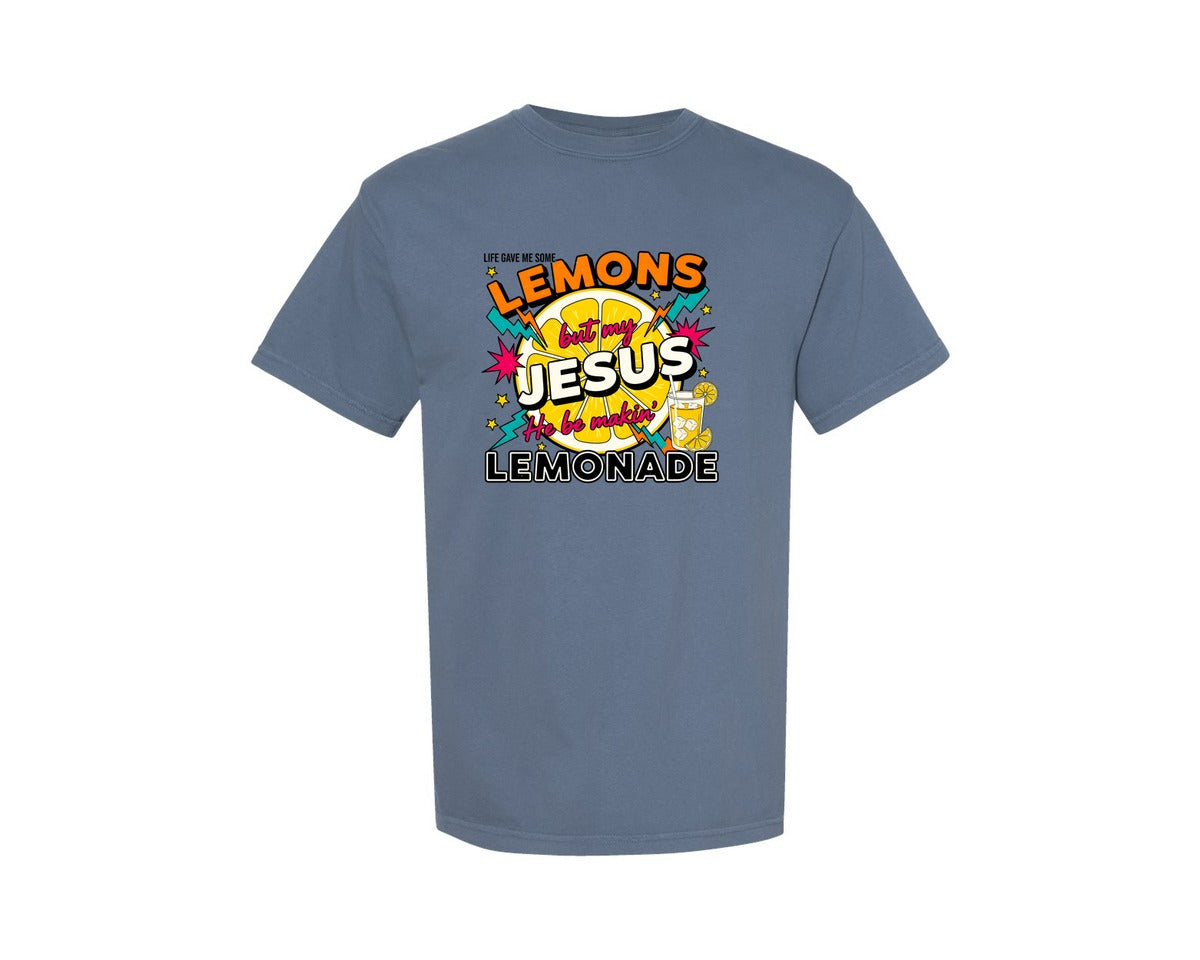 brand:Comfort Colors|color:Blue Jean|Jesus Lemonade Christian Faith Graphic T-Shirt