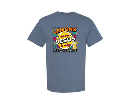 brand:Comfort Colors|color:Blue Jean|Jesus Lemonade Christian Faith Graphic T-Shirt
