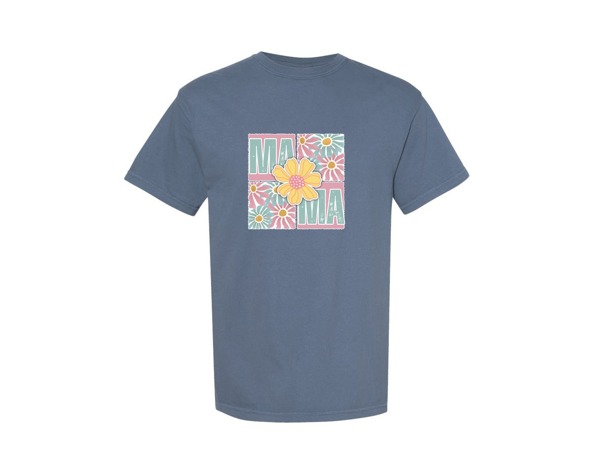 brand:Comfort Colors|color:Blue Jean|Distressed Squares Coquette Mama Graphic T-Shirt
