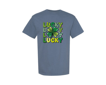 brand:Comfort Colors|color:Blue Jean|Lucky Shamrock Lucky St Patrick Graphic T-Shirt
