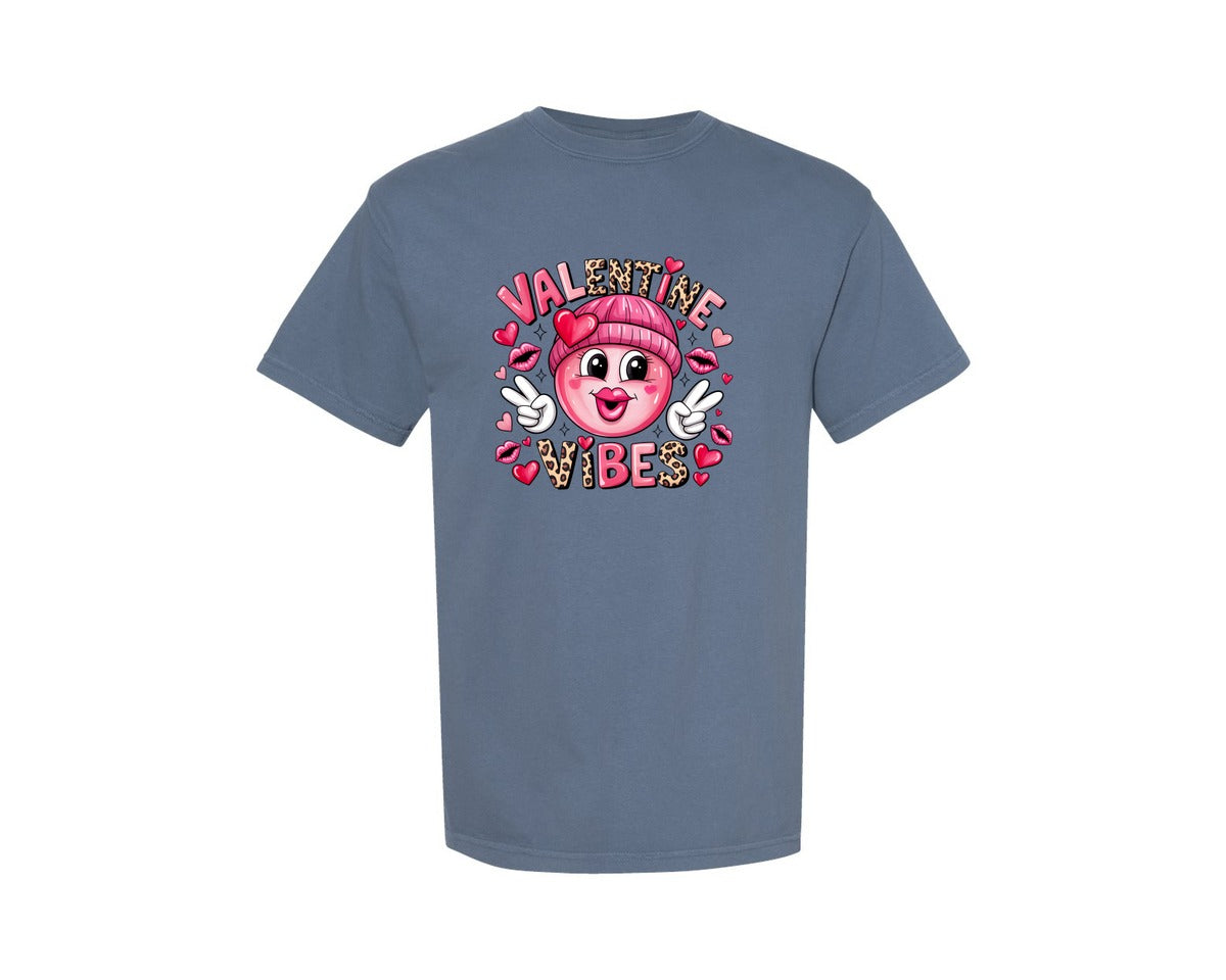 brand:Comfort Colors|color:Blue Jean|Valentine Vibes Valentines Day 3 Graphic T-Shirt