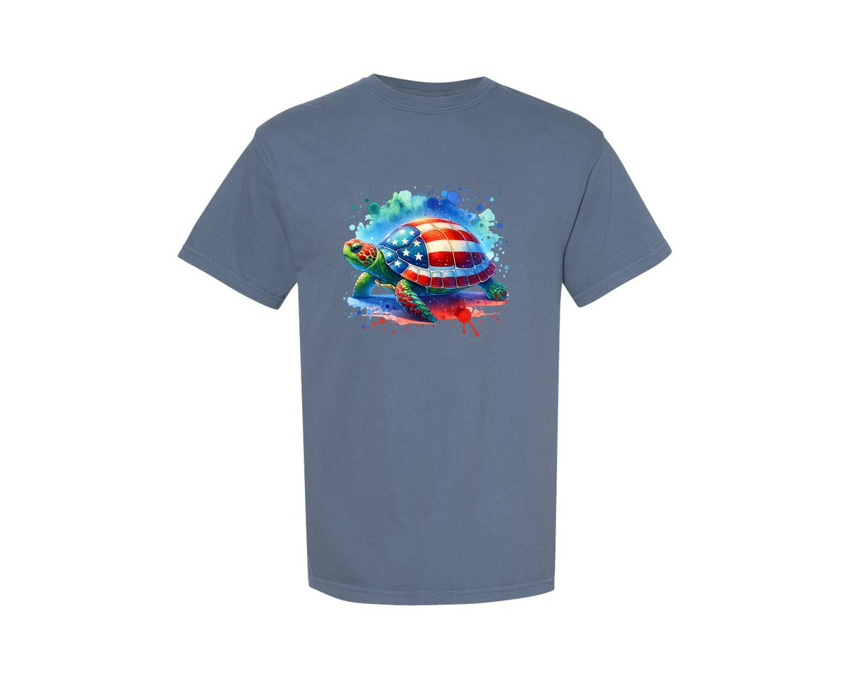 brand:Comfort Colors|color:Blue Jean|America Turtle Independence Day Graphic T-Shirt