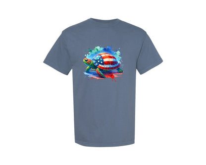 brand:Comfort Colors|color:Blue Jean|America Turtle Independence Day Graphic T-Shirt