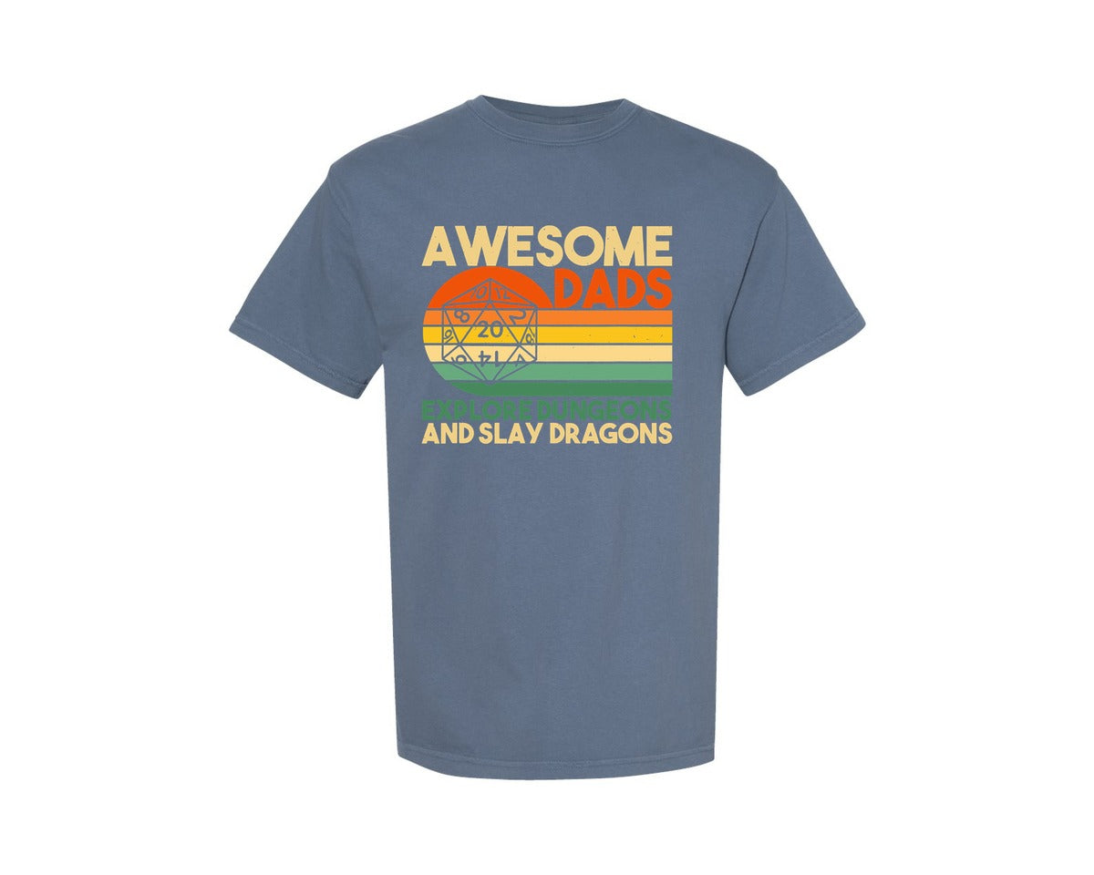 brand:Comfort Colors|color:Blue Jean|Awesome Dads Explore Dungeons Graphic T-Shirt