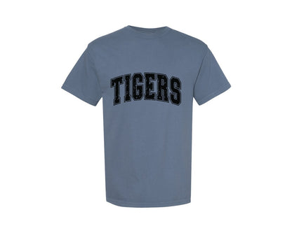 brand:Comfort Colors|color:Blue Jean|Retro Tigers Distressed Varsity Tiger Graphic T-Shirt