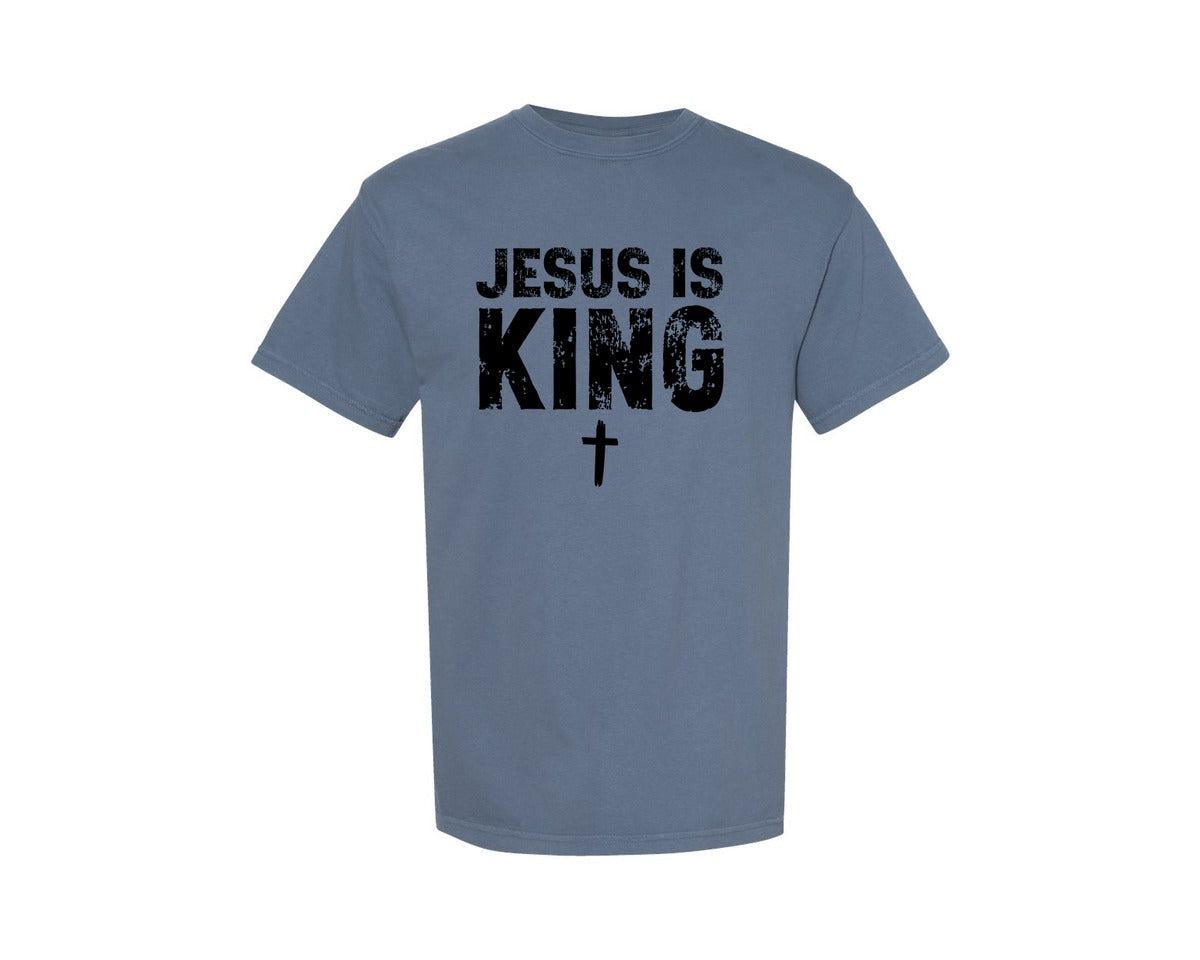 brand:Comfort Colors|color:Blue Jean|Jesus Is King Religious Scripture 5 Graphic T-Shirt