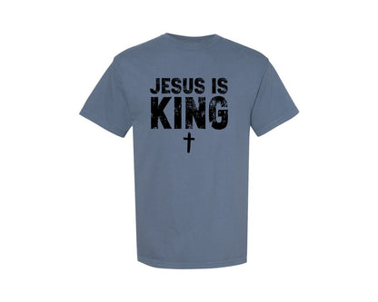 brand:Comfort Colors|color:Blue Jean|Jesus Is King Religious Scripture 5 Graphic T-Shirt