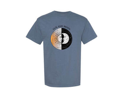 brand:Comfort Colors|color:Blue Jean|Sun And Moon Cosmic Love Design Graphic T-Shirt