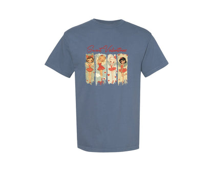 brand:Comfort Colors|color:Blue Jean|Retro Valentine Vintage Cupid Graphic T-Shirt
