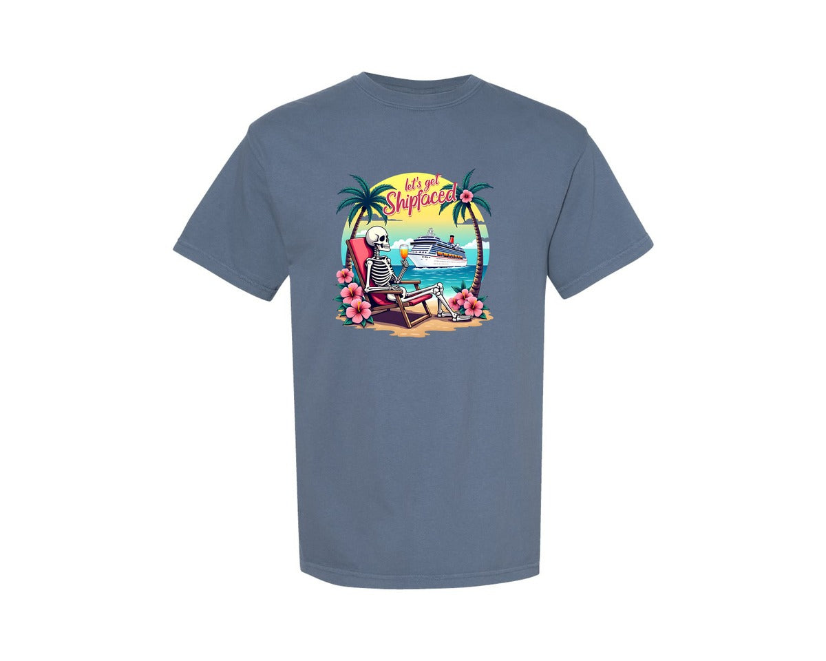 brand:Comfort Colors|color:Blue Jean|Cruise Lets Get Shipfaced Graphic T-Shirt