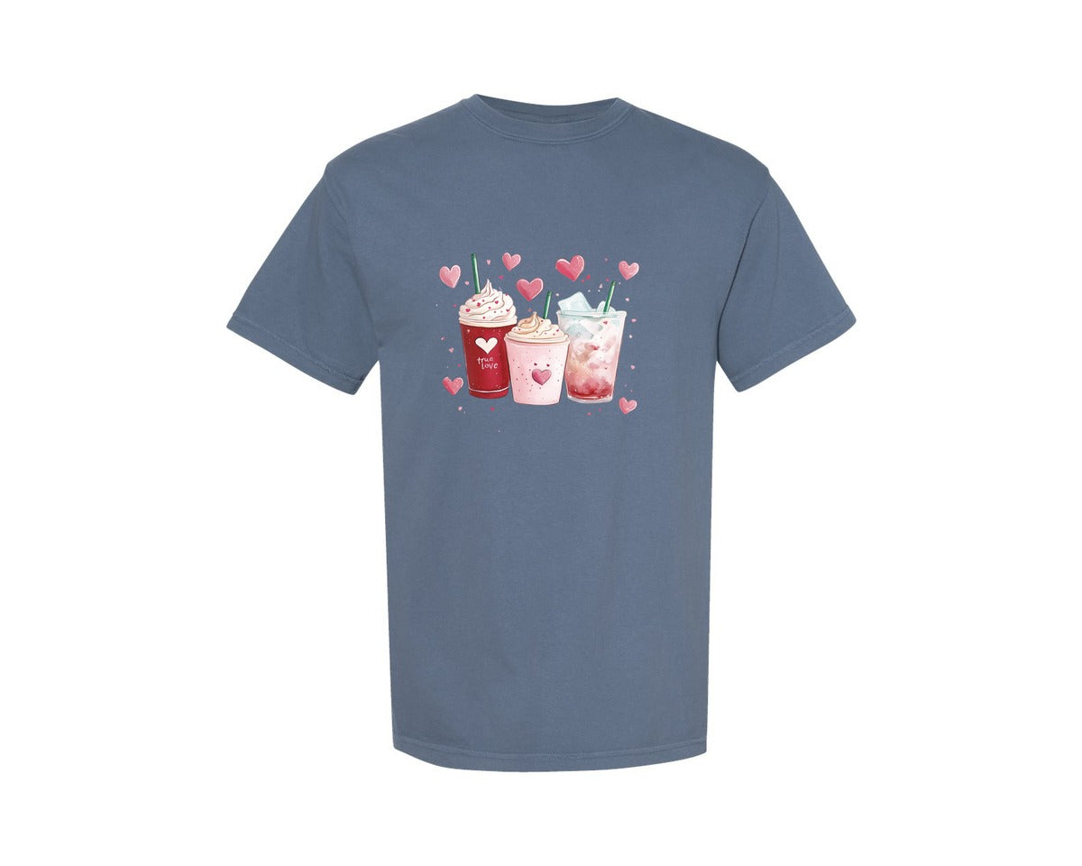brand:Comfort Colors|color:Blue Jean|Valentines Day Coffee Lover 59 Graphic T-Shirt