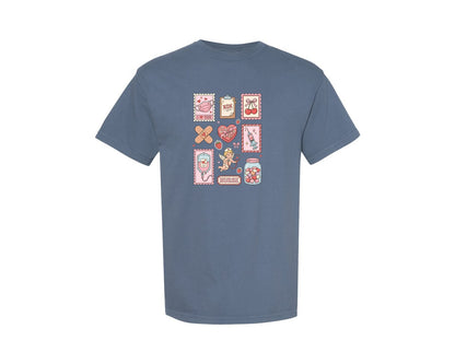 brand:Comfort Colors|color:Blue Jean|Valentine Nurse 7 Graphic T-Shirt