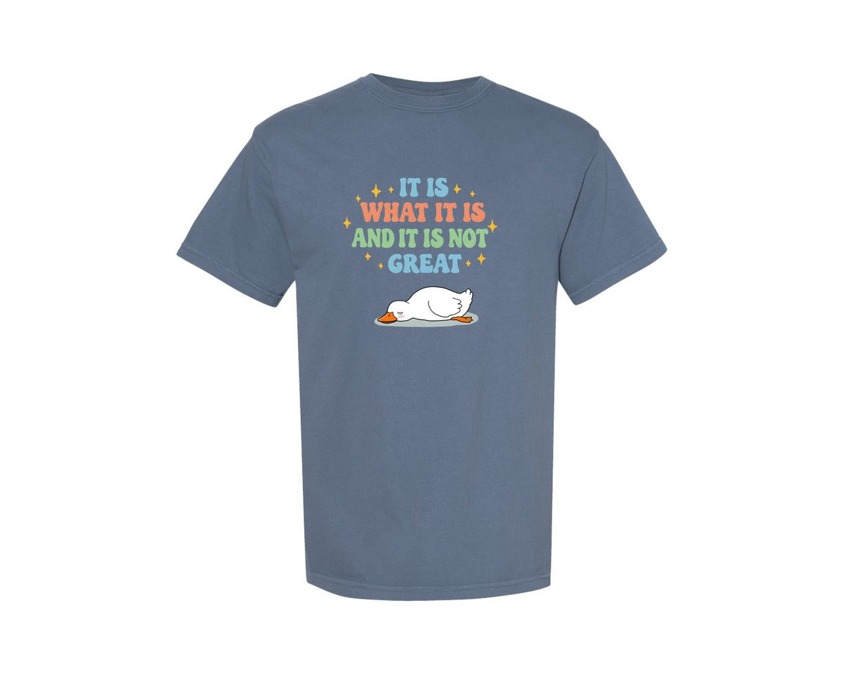 brand:Comfort Colors|color:Blue Jean|Funny Duck It Is What It Is Graphic T-Shirt