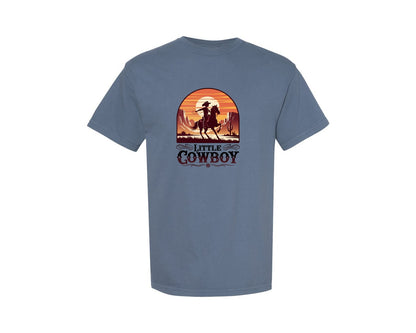 brand:Comfort Colors|color:Blue Jean|Little Cowboy Western Horse Riding 2 Graphic T-Shirt