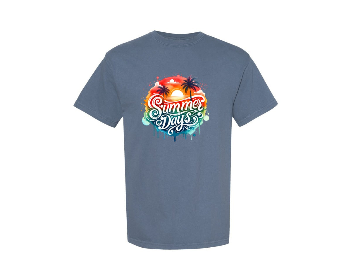 brand:Comfort Colors|color:Blue Jean|Colorful Ocean Beach Summer Days Graphic T-Shirt