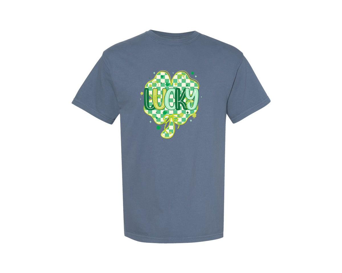 brand:Comfort Colors|color:Blue Jean|Lucky St Patricks Day Lucky Graphic T-Shirt