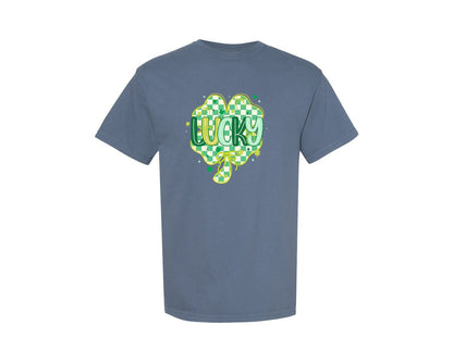 brand:Comfort Colors|color:Blue Jean|Lucky St Patricks Day Lucky Graphic T-Shirt