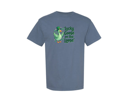 brand:Comfort Colors|color:Blue Jean|St Patricks Day Goose Graphic T-Shirt