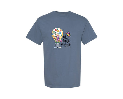 brand:Comfort Colors|color:Blue Jean|Autism Awareness Let Your Light Shine Graphic T-Shirt