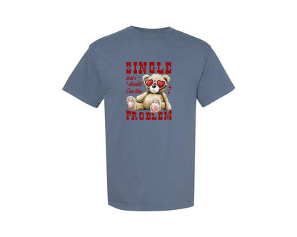 brand:Comfort Colors|color:Blue Jean|Funny Valentines Day Teddy Bear Graphic T-Shirt