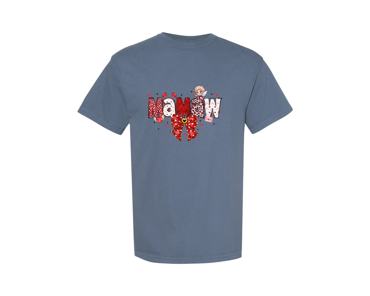 brand:Comfort Colors|color:Blue Jean|Mamaw Valentine Cute Grandma Graphic T-Shirt