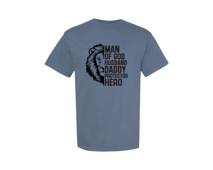 brand:Comfort Colors|color:Blue Jean|Man Of God Christian Father Graphic T-Shirt