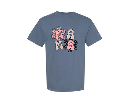 brand:Comfort Colors|color:Blue Jean|Checker Mama Checkered Mom Graphic T-Shirt