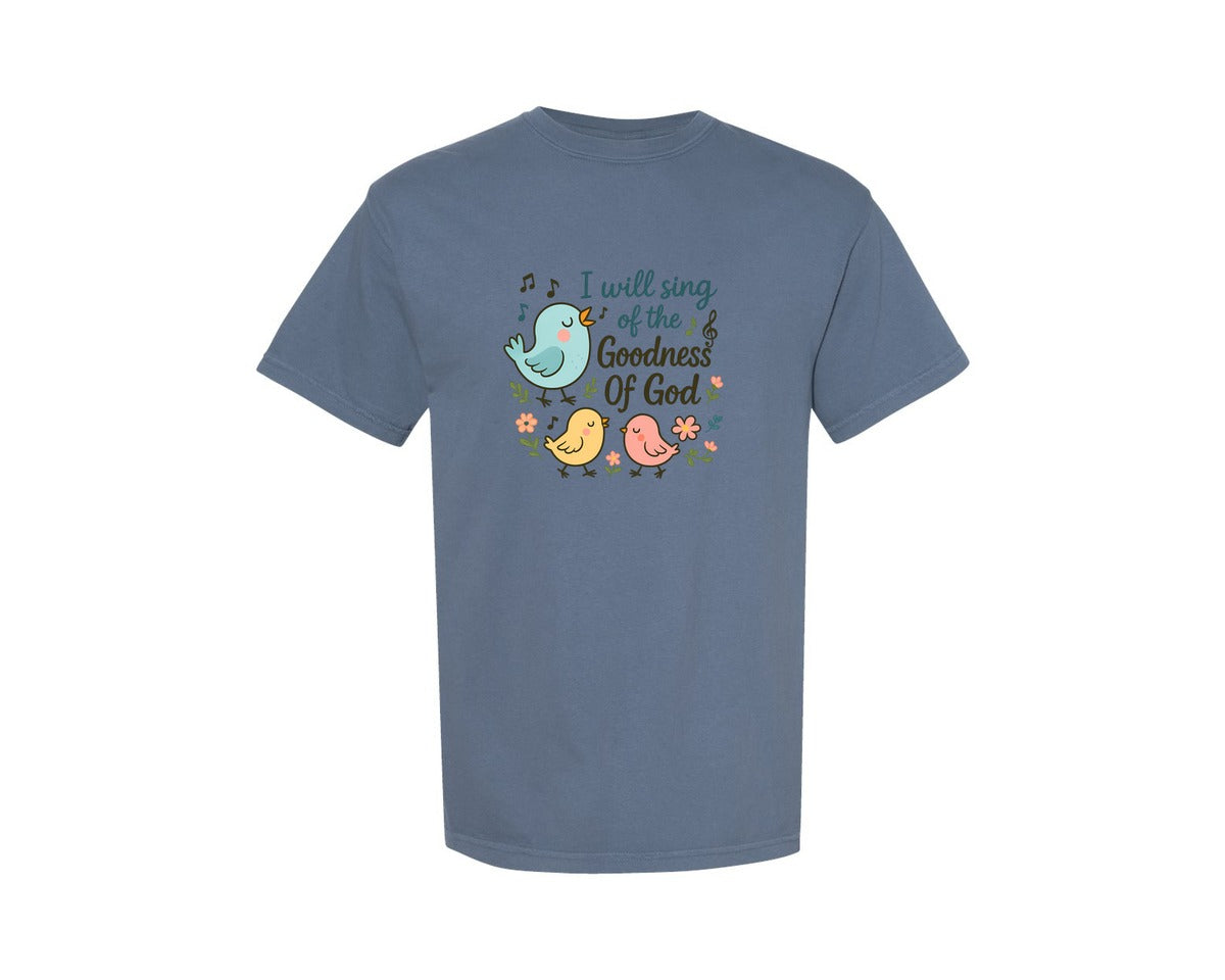 brand:Comfort Colors|color:Blue Jean|Christian Bird Song I Will Sing Graphic T-Shirt