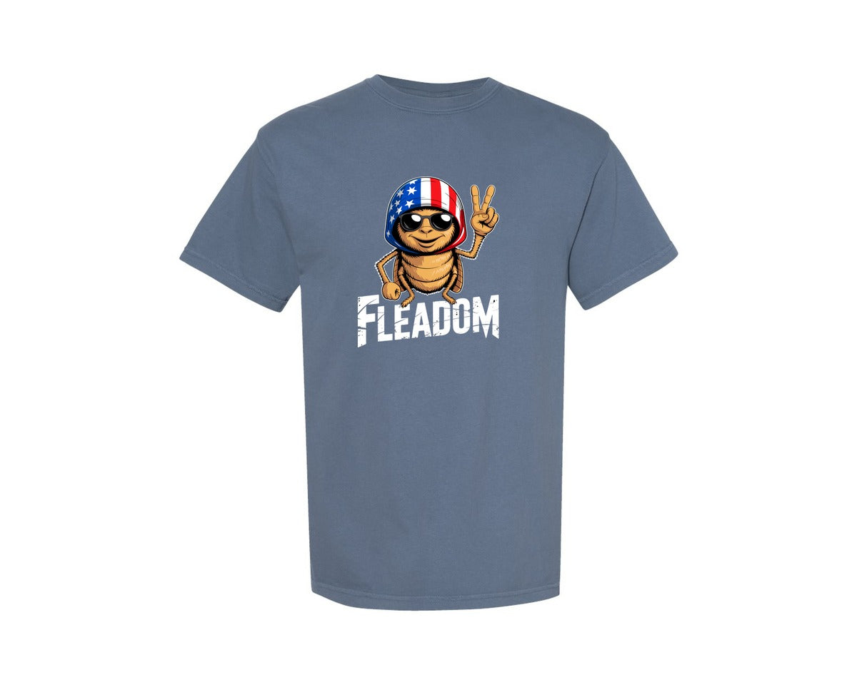 brand:Comfort Colors|color:Blue Jean|Fleadom 4Th Of July Peace Insect Graphic T-Shirt