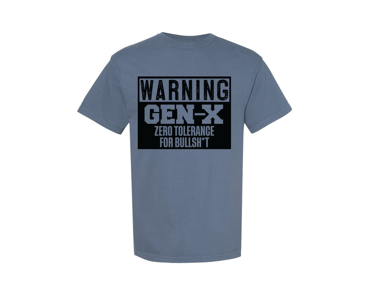 brand:Comfort Colors|color:Blue Jean|Warning Gen X Funny Generation Graphic T-Shirt