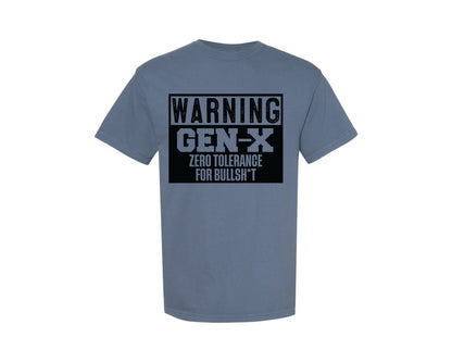 brand:Comfort Colors|color:Blue Jean|Warning Gen X Funny Generation Graphic T-Shirt