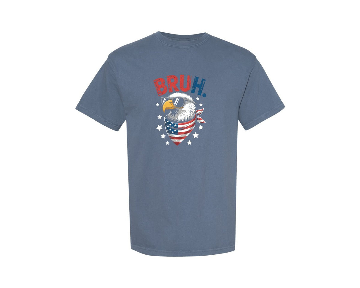 brand:Comfort Colors|color:Blue Jean|Bald Eagle With Sunglasses Patriotism Graphic T-Shirt