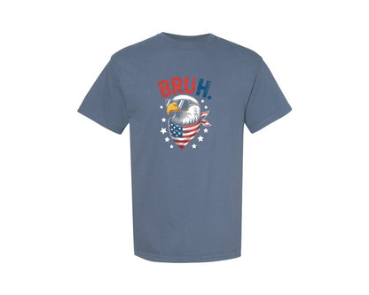 brand:Comfort Colors|color:Blue Jean|Bald Eagle With Sunglasses Patriotism Graphic T-Shirt