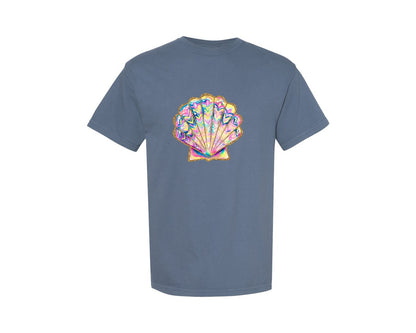 brand:Comfort Colors|color:Blue Jean|Preppy Summer Seashell Clam Graphic T-Shirt