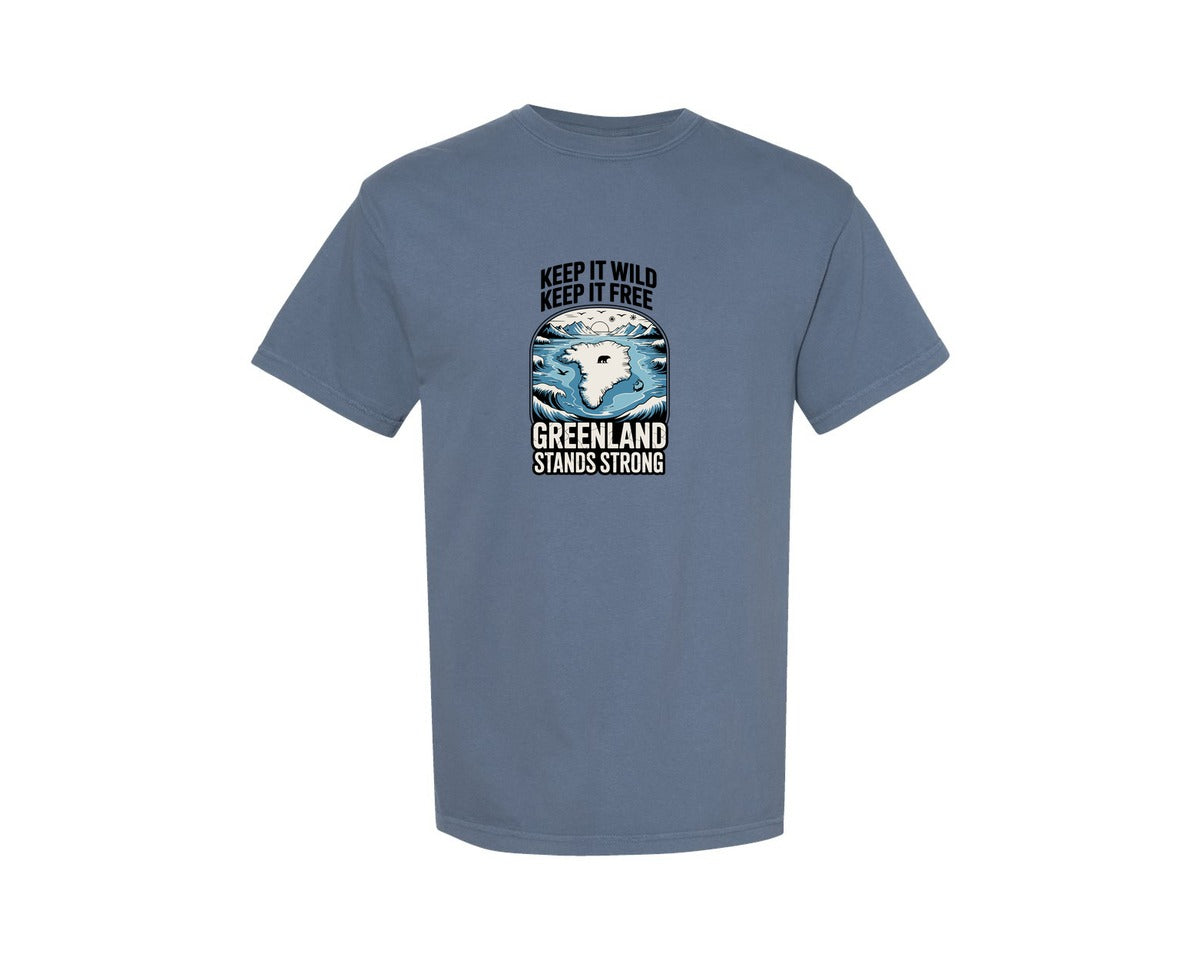 brand:Comfort Colors|color:Blue Jean|Keep It Wild Keep It Free Greenland Graphic T-Shirt