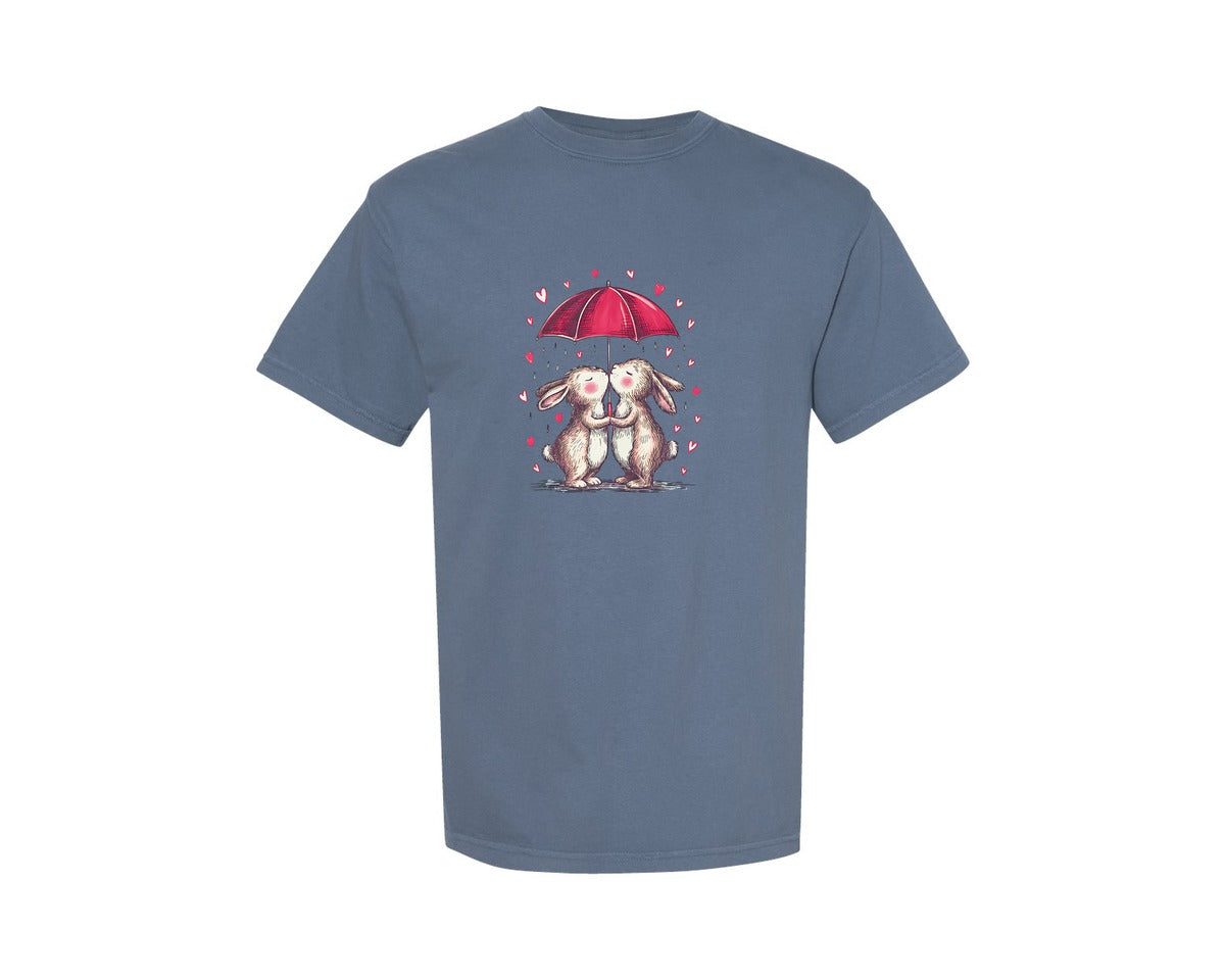 brand:Comfort Colors|color:Blue Jean|Whimsical Bunnies Valentines Day 12 Graphic T-Shirt