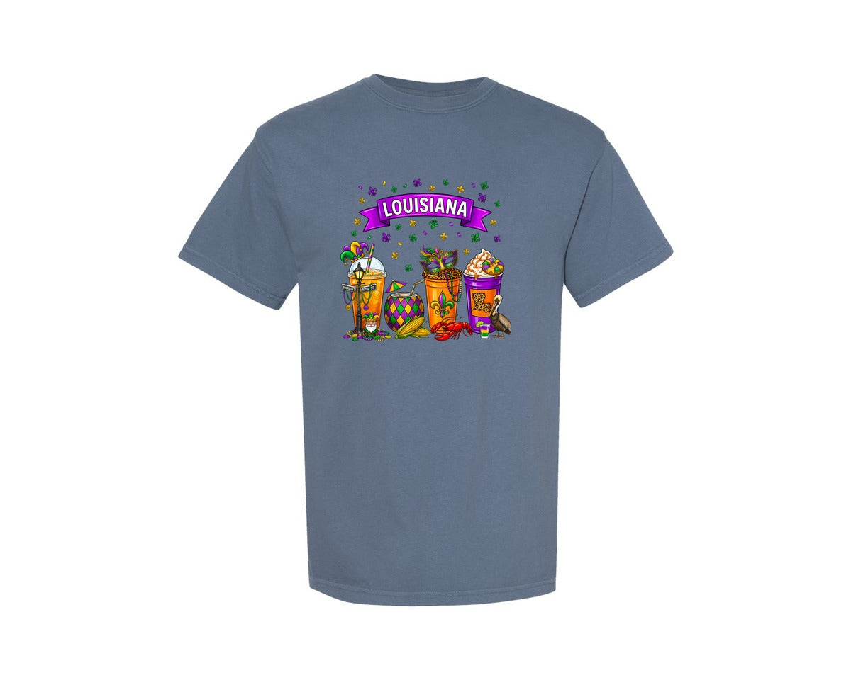 brand:Comfort Colors|color:Blue Jean|Louisiana Coffee Coffee Graphic T-Shirt