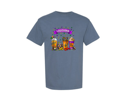 brand:Comfort Colors|color:Blue Jean|Louisiana Coffee Coffee Graphic T-Shirt