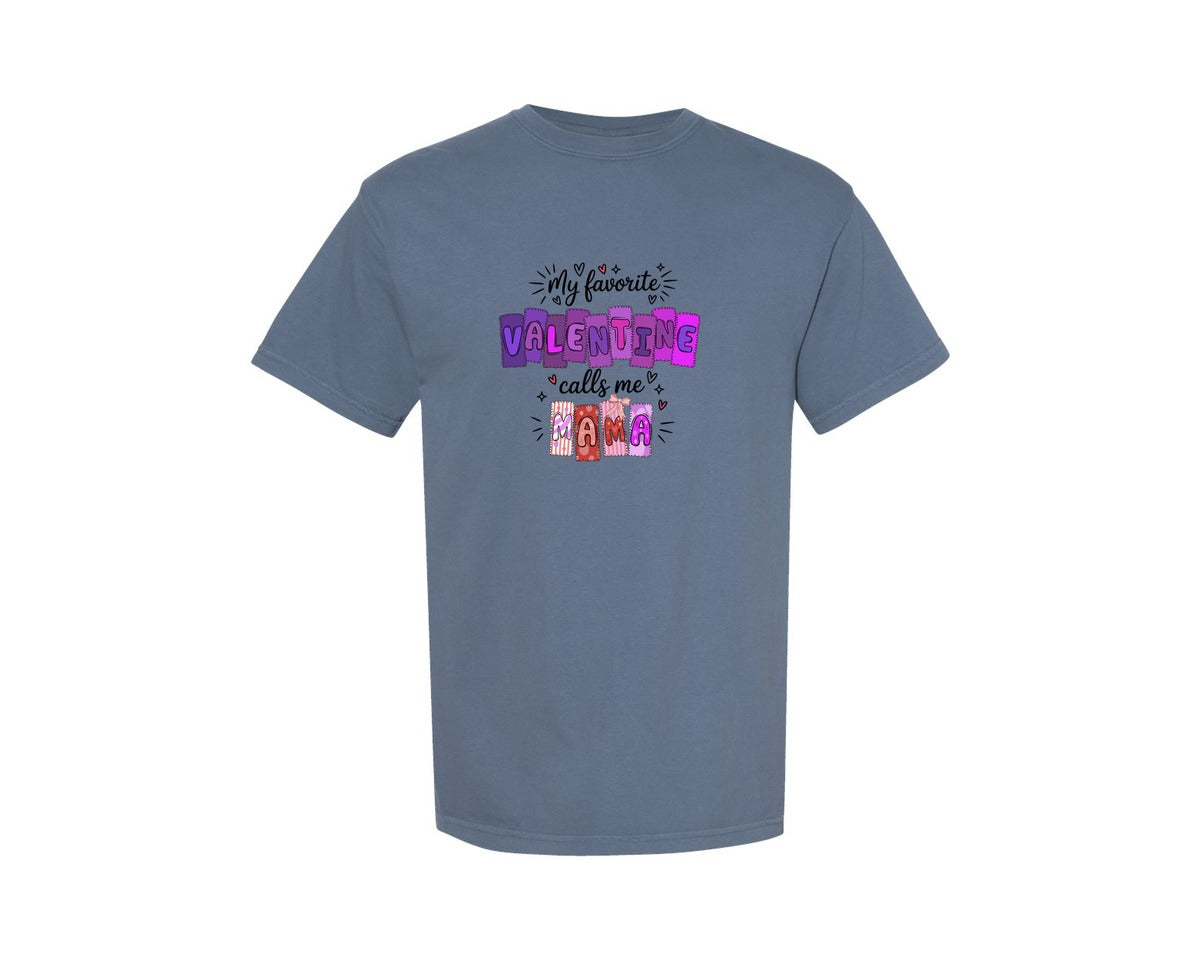 brand:Comfort Colors|color:Blue Jean|Valentines Mama Graphic T-Shirt