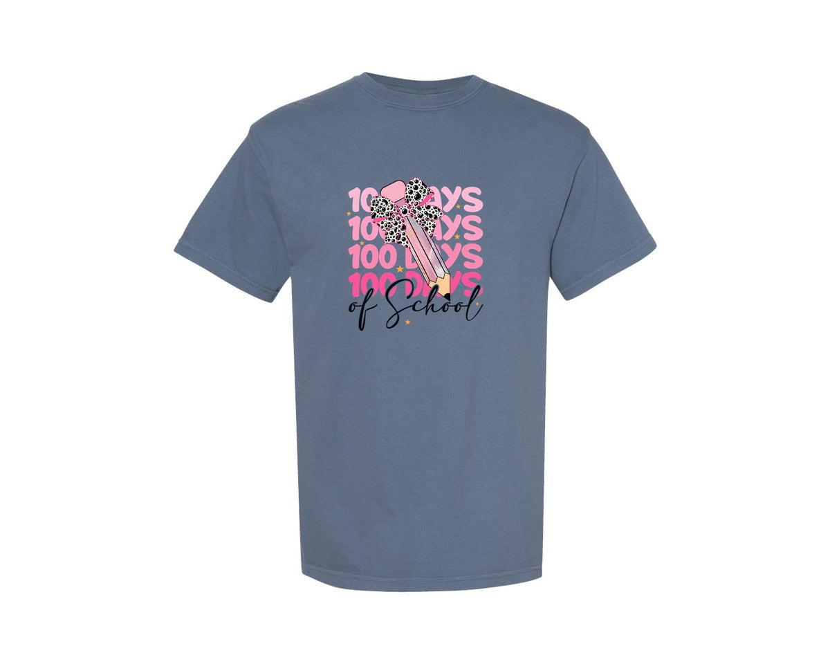 brand:Comfort Colors|color:Blue Jean|100Th Day Of School Graphic T-Shirt
