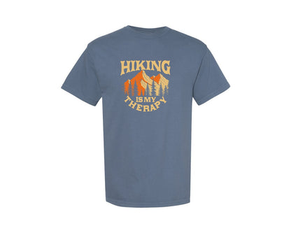 brand:Comfort Colors|color:Blue Jean|Outdoor Nature Hiking Is My Therapy Graphic T-Shirt