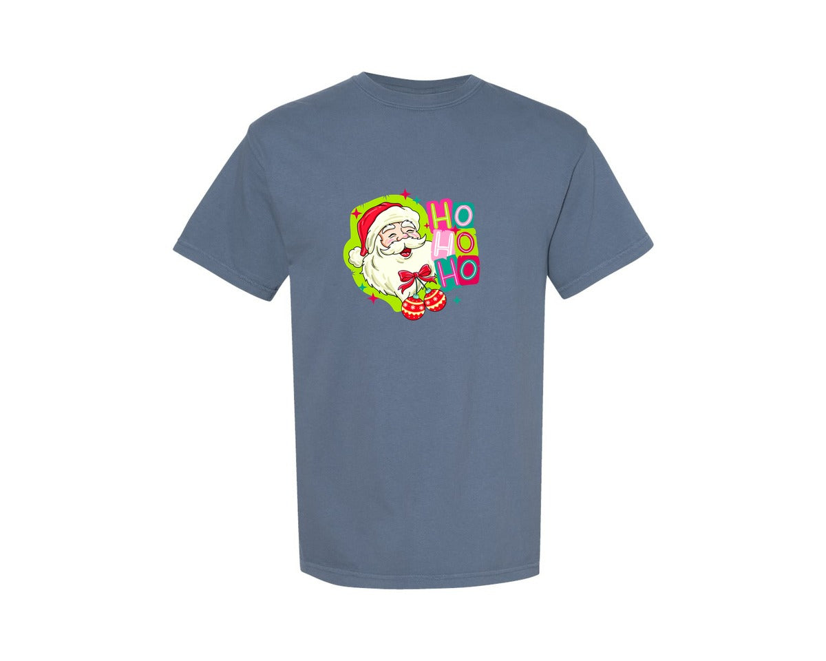 brand:Comfort Colors|color:Blue Jean|Santa Ho Ho Ho Merry Christmas 2 Graphic T-Shirt