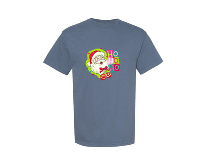 brand:Comfort Colors|color:Blue Jean|Santa Ho Ho Ho Merry Christmas 2 Graphic T-Shirt